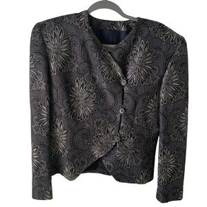 Giorgio Armani Women Jacket Blue & White Flowers Print  Long Sleeve Size 40EU